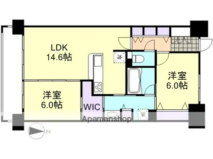 アルファステイツ倉敷鶴形2(2LDK/14階)の間取り写真