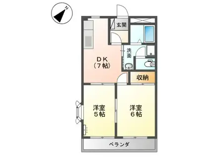 ハーモニーT(2DK/1階)の間取り写真