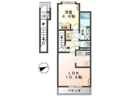 キートス(1LDK/2階)の間取り写真