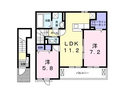アッソ・デ・フィオーリ(2LDK/2階)の間取り写真