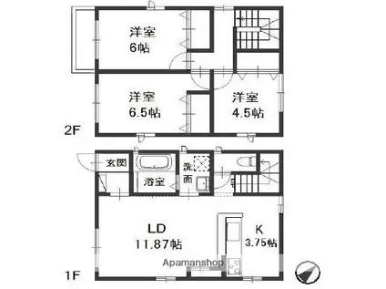 山陽本線 西阿知駅 徒歩16分 2階建 築10年(3LDK)の間取り写真