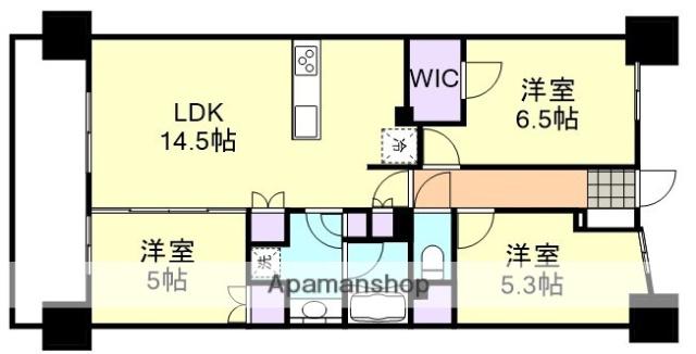 アトラス倉敷ル・サンク(3LDK/6階)の間取り写真