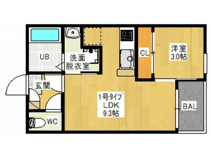 REGALEST CARAT(1LDK/2階)の間取り写真