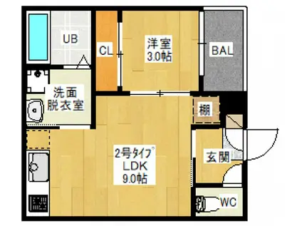 REGALEST CARAT(1LDK/1階)の間取り写真