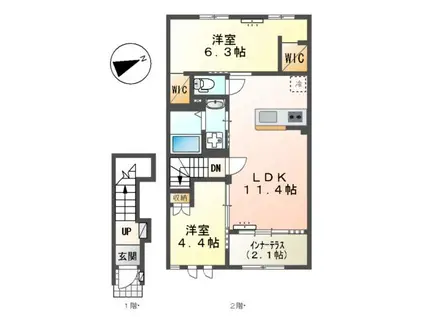 アネシス(2LDK/2階)の間取り写真
