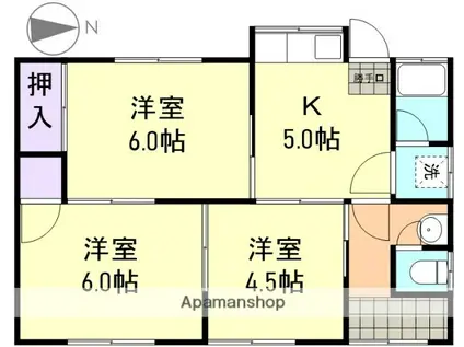 水島臨海鉄道 西富井駅 徒歩13分 1階建 築43年(3K)の間取り写真