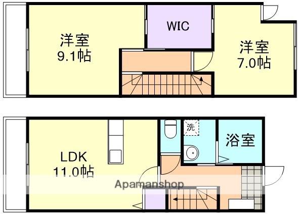LUNA BASE(2LDK/2階)の間取り写真