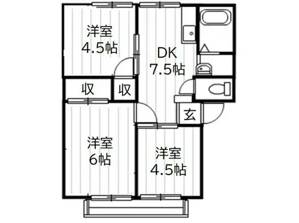 メゾン有明 A(3DK/1階)の間取り写真