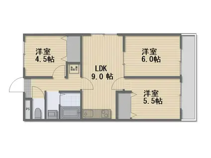 アクセスワケ(3DK/3階)の間取り写真