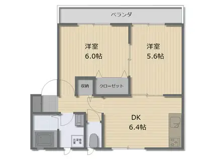 メゾン・ド・ルミエール(2DK/2階)の間取り写真