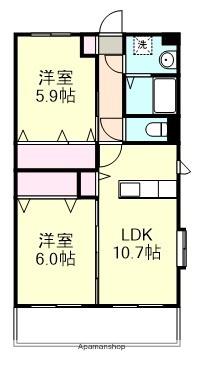 ファミーユSWⅡ(2LDK/3階)の間取り写真