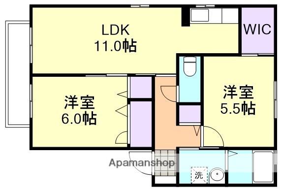メゾンひまわり A棟(2LDK/2階)の間取り写真
