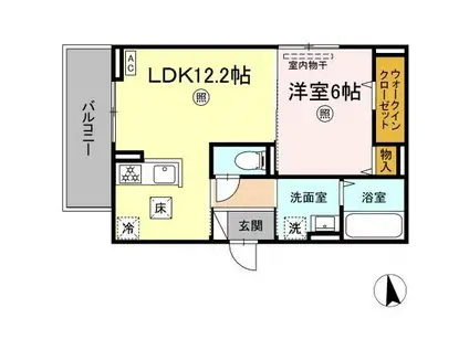 吉備線 総社駅 徒歩8分 3階建 築2年(1LDK/1階)の間取り写真