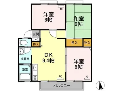 サンビレッジ児島 F棟(3DK/2階)の間取り写真