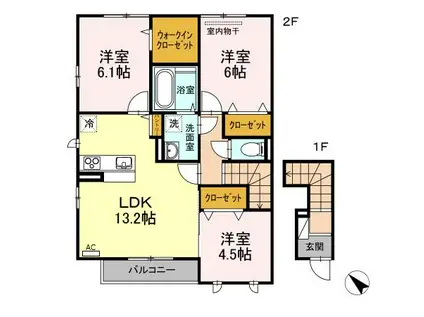 カーサ ルミナスⅢ A棟(3LDK/2階)の間取り写真