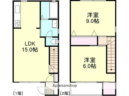 COURT CLAN B棟(2LDK/1階)の間取り写真