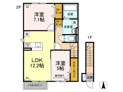 MICHI(2LDK/2階)の間取り写真