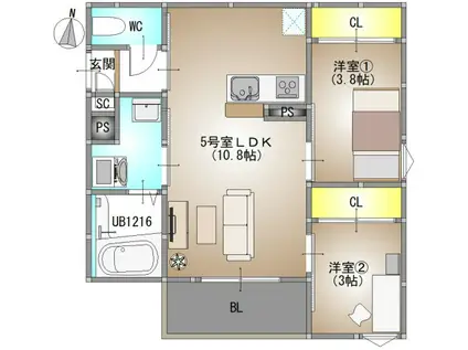 REGALEST 庭瀬Ⅱ(2LDK/3階)の間取り写真