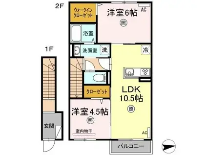 リトルバードハウス(2LDK/2階)の間取り写真