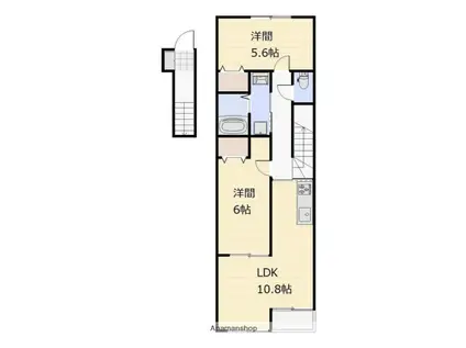 日吉町アパート(2LDK/2階)の間取り写真