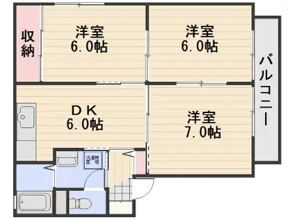 ディアス30A棟(3DK/2階)の間取り写真
