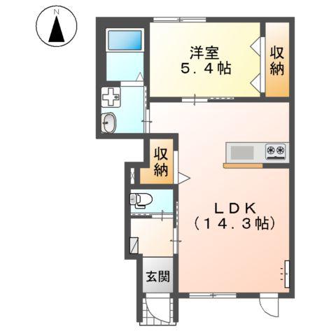 ヴァンノア (1LDK/1階)の間取り写真
