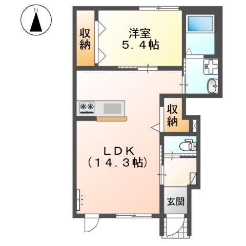 ヴァンノア (1LDK/1階)の間取り写真