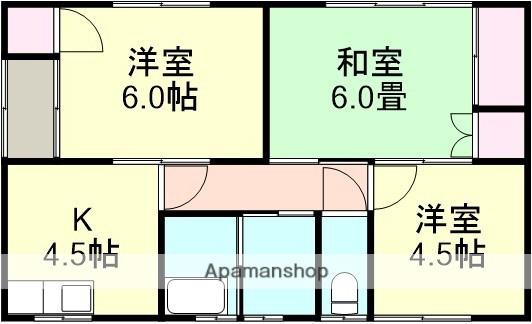 山陽本線 新倉敷駅 徒歩30分 1階建 築39年(3K)の間取り写真