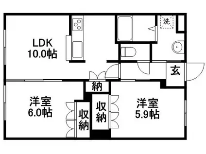 アイリスガーデン(2LDK/1階)の間取り写真