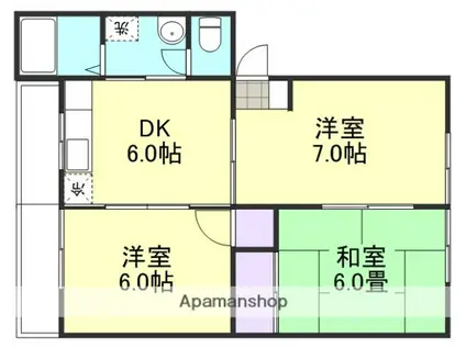 高越マンション(3DK/2階)の間取り写真