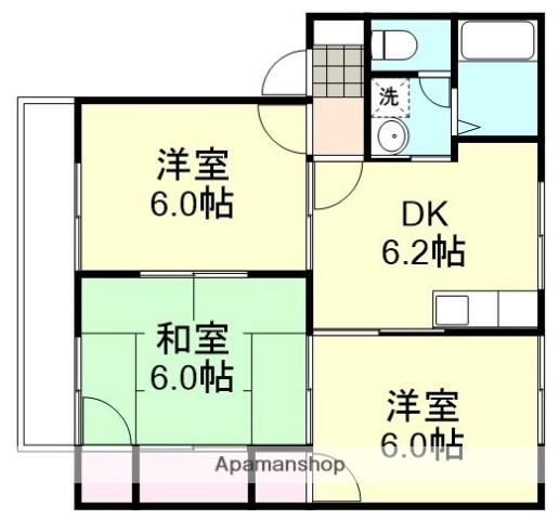 プロムナードB棟(3DK/2階)の間取り写真