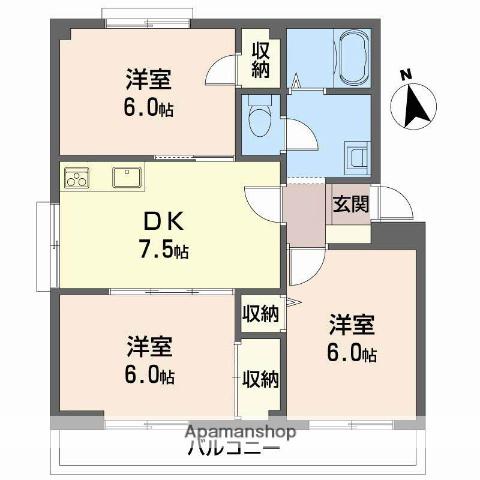 水島臨海鉄道 倉敷市駅 徒歩13分 3階建 築31年(3DK/2階)の間取り写真