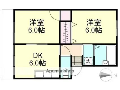 プレジール富井A棟(2DK/1階)の間取り写真