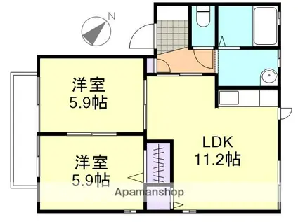 グレースホリ(2LDK/2階)の間取り写真