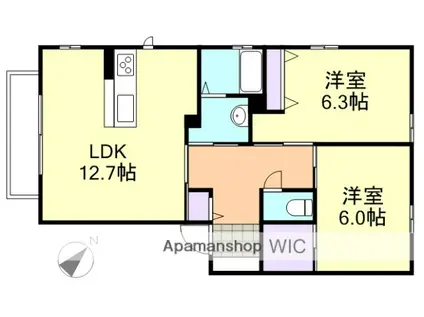 アネシス・アイA棟(2LDK/2階)の間取り写真