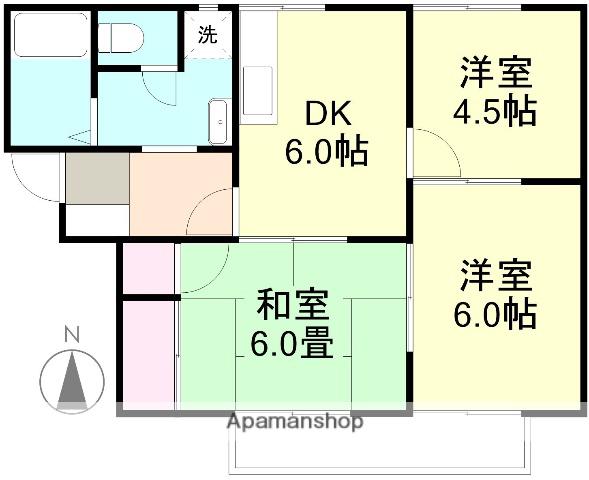 グリーンフィールド(3DK/2階)の間取り写真