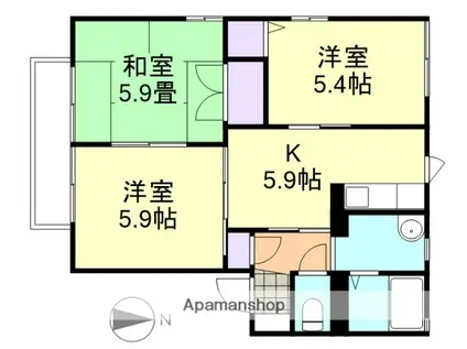 セトル竜の口A棟(3K/2階)の間取り写真