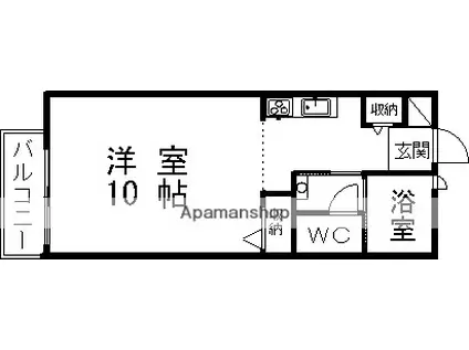 ラフィネ中島A棟(ワンルーム/2階)の間取り写真