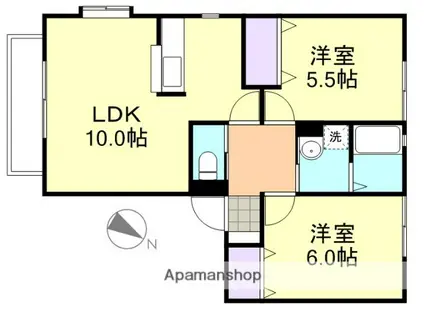 サンビレッジコスモス A(2LDK/2階)の間取り写真