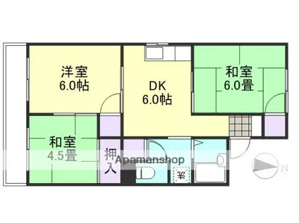 パークサイド勇崎(3DK/2階)の間取り写真