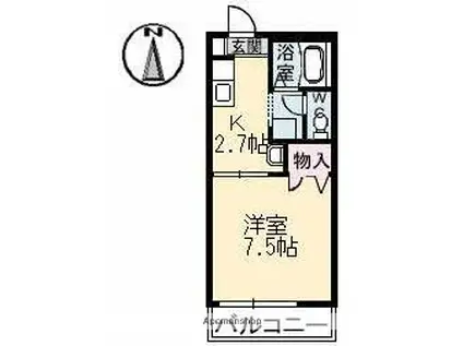 コロニーKA棟(1K/2階)の間取り写真