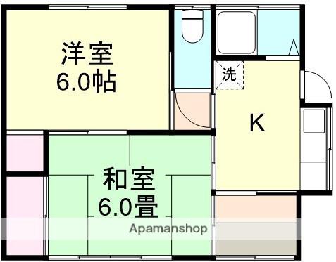 水島臨海鉄道 弥生駅 徒歩6分 1階建 築62年(2K)の間取り写真