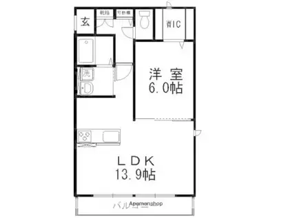 ウィステリアⅡ(1LDK/2階)の間取り写真