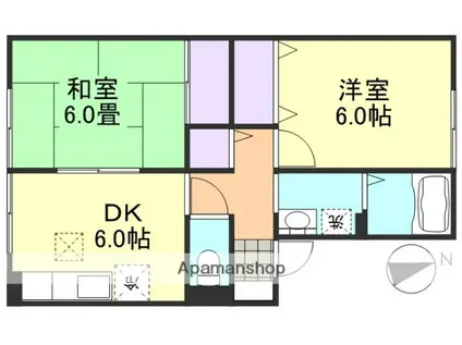 コンチェルト中央C棟(2DK/1階)の間取り写真