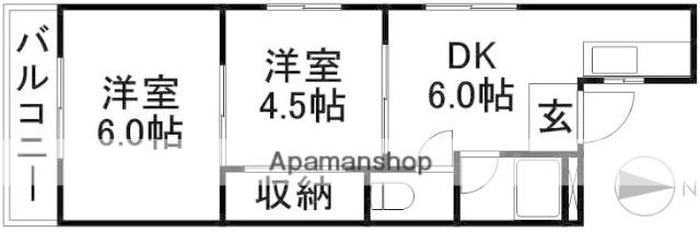 野田マンションD棟(2DK/2階)の間取り写真