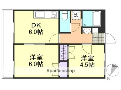APレジデンス阿賀崎(2DK/3階)の間取り写真