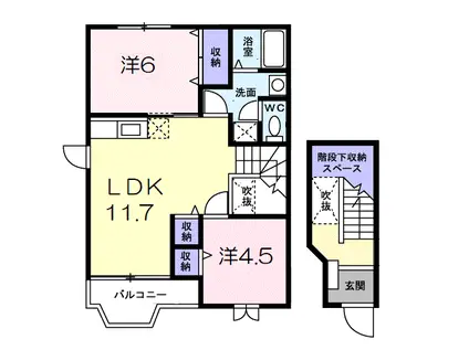 アメニティーレジデンス木下A(2LDK/2階)の間取り写真