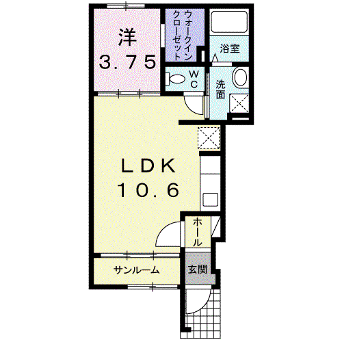 ミキハウスⅡB(1LDK/1階)の間取り写真