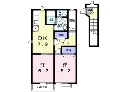 メゾンセレッソA棟(2DK/2階)の間取り写真