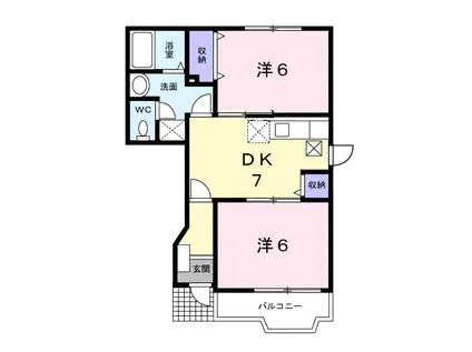 ブルーム・ミヤケ(2DK/1階)の間取り写真